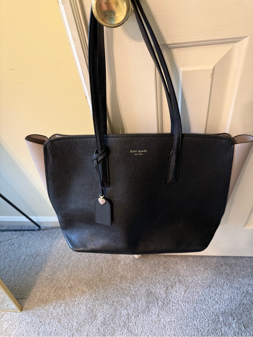 kate spade Black Tote with Cream Side Panels